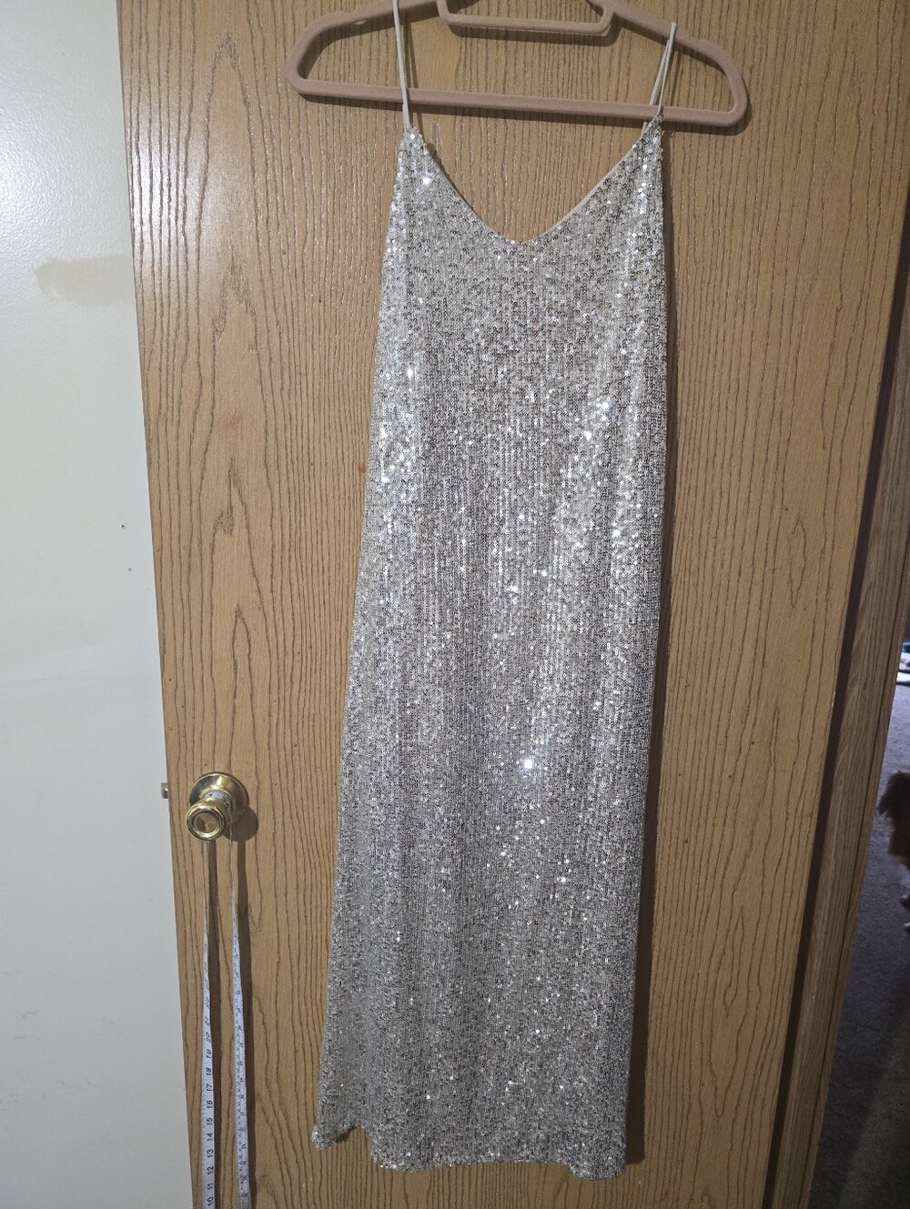 Nwt. Silver Sequin Slip Maxi Dress - Women - Picture 2 of 5